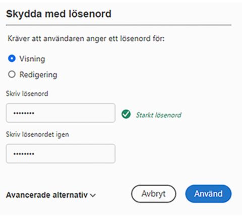 Skydda med lösenord