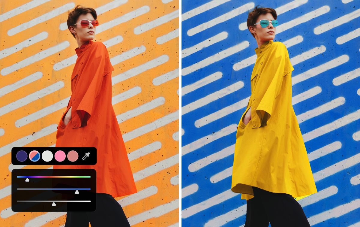 השתמשו ב-Adjust Colors מ-Contextual Task Bar כדי לשנות את הגוון, הרוויה והבהירות דרך ערכת נושא של צבע שנקבעה מראש