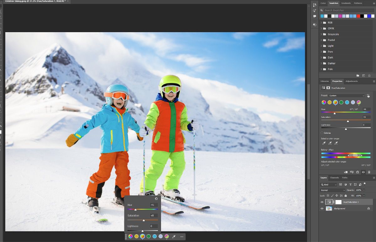 Use the eyedropper from the Contextual Task Bar to select a color range