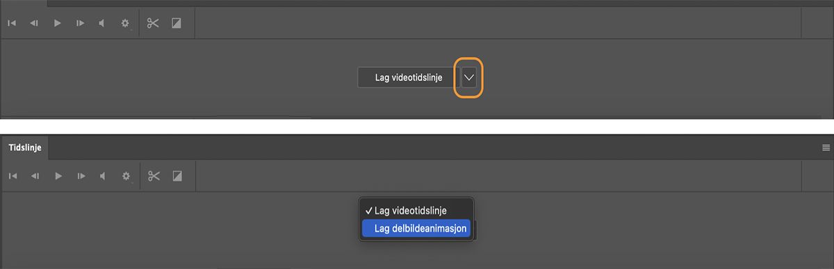Opprette en delbildeanimasjon