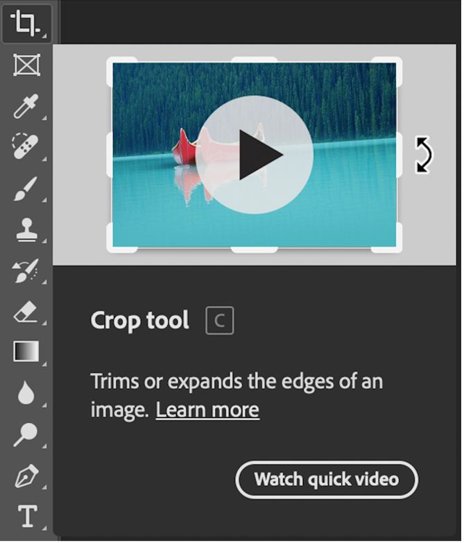 Vídeos no aplicativo Photoshop para novos usuários
