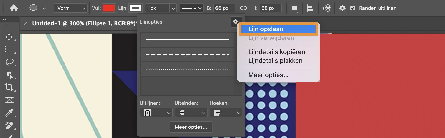 Lijninstellingen opslaan in Photoshop 