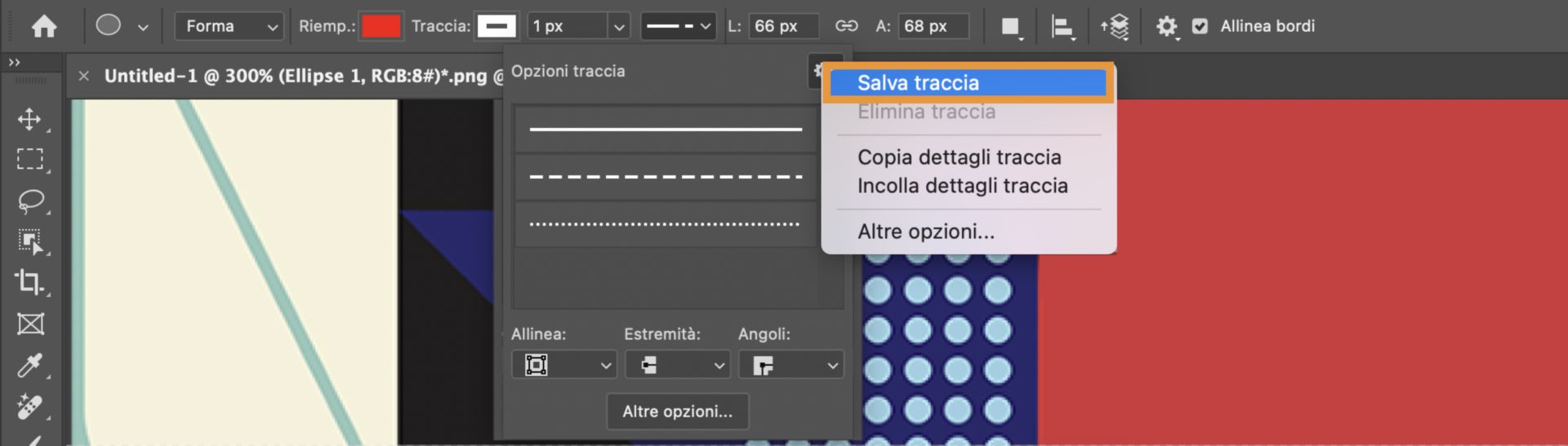 Salvare le impostazioni di traccia in Photoshop 