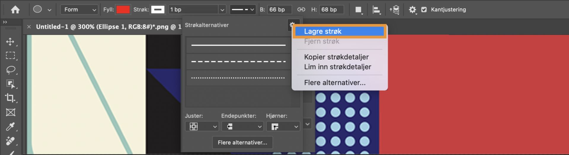 Lagre strøkinnstillinger i Photoshop 