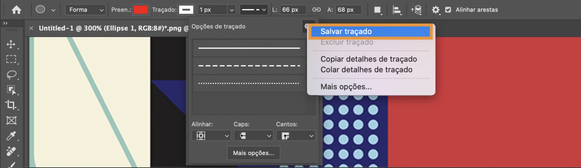 Salvar configurações de traçado no Photoshop 