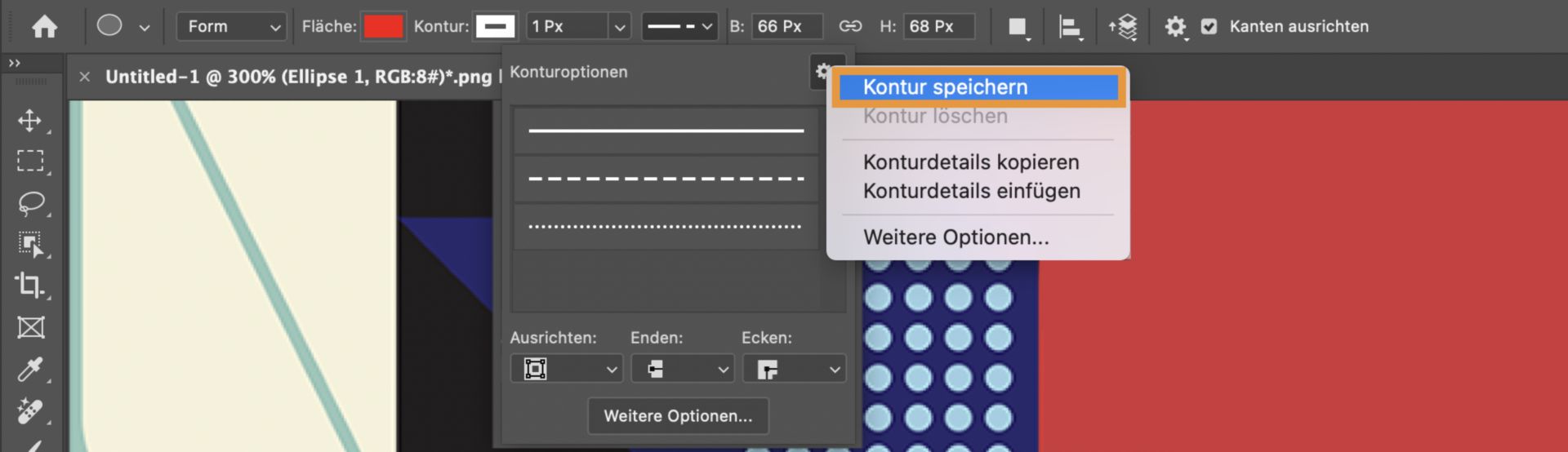 Speichern von Kontureinstellungen in Photoshop 