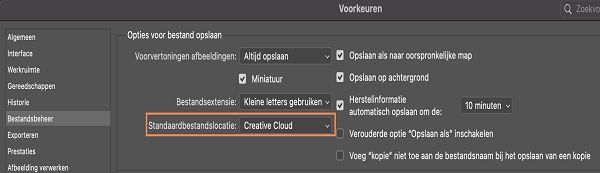 Voorkeur voor bestandslocatie in Photoshop