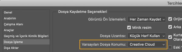 Photoshop'ta dosya konumu tercihi