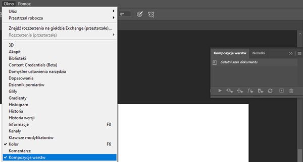 Kompozycje warstw w pliku programu Photoshop
