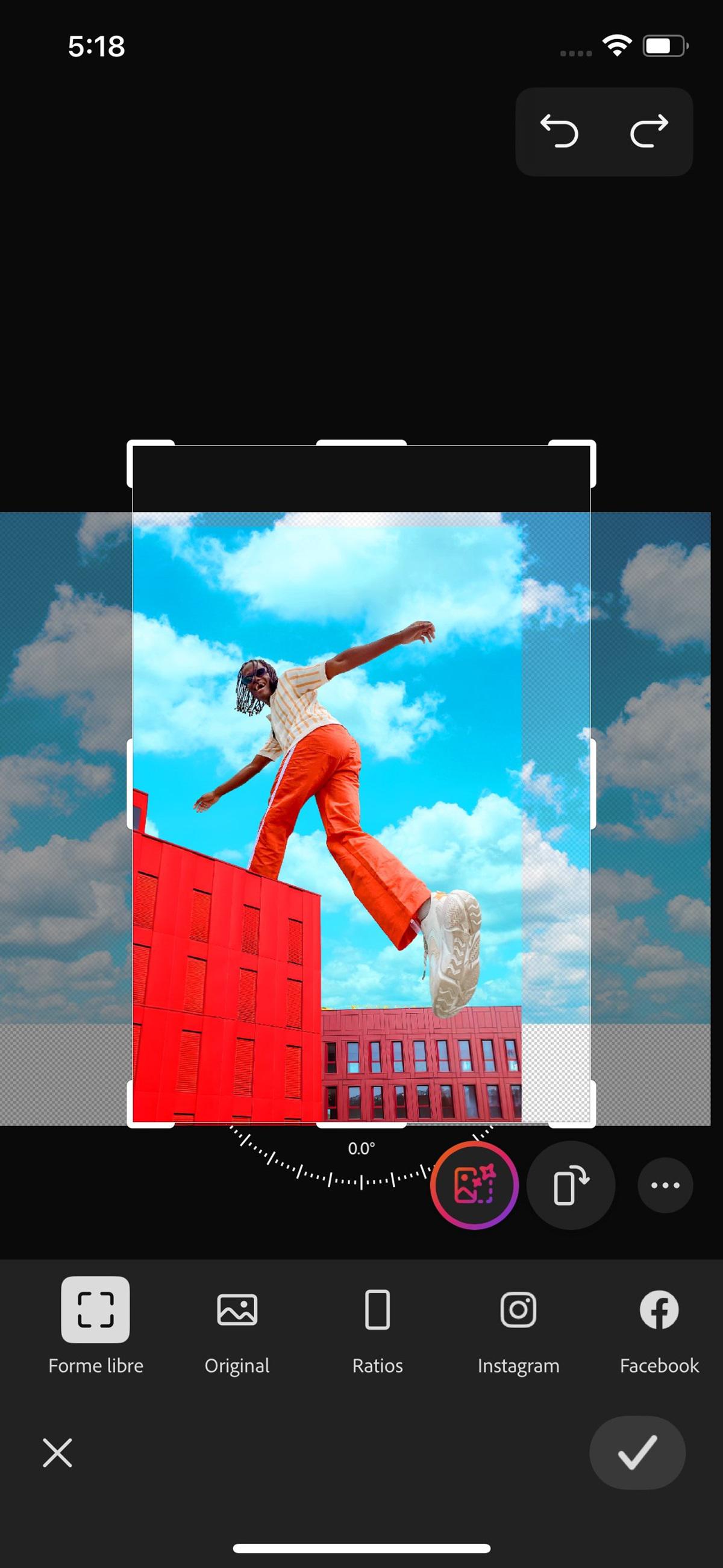 Le panneau Taille s’ouvre et affiche les options permettant de régler la taille et d’élargir la zone de travail pour ajouter de nouveaux contenus à l’aide du Développement génératif.