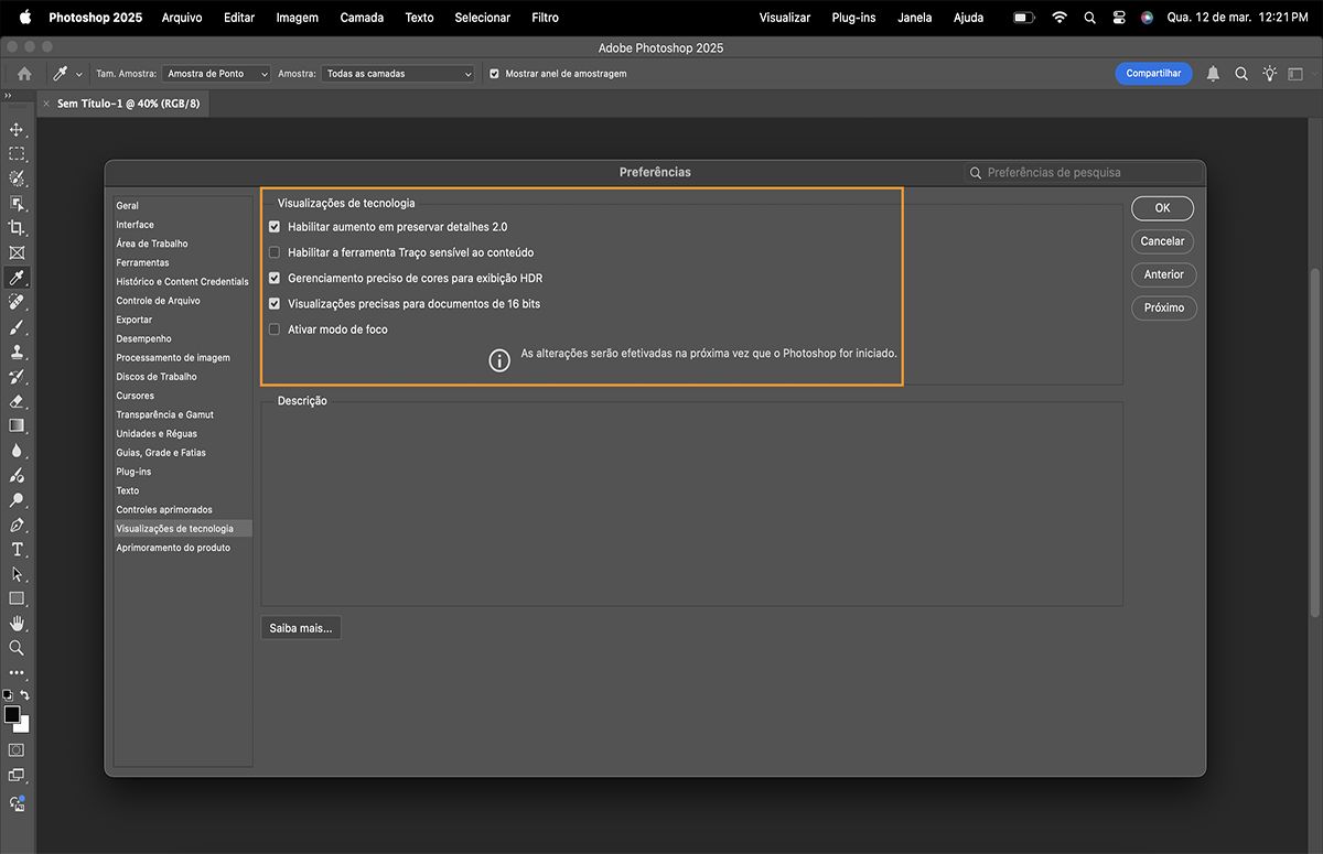 Visualizações de tecnologia no Photoshop