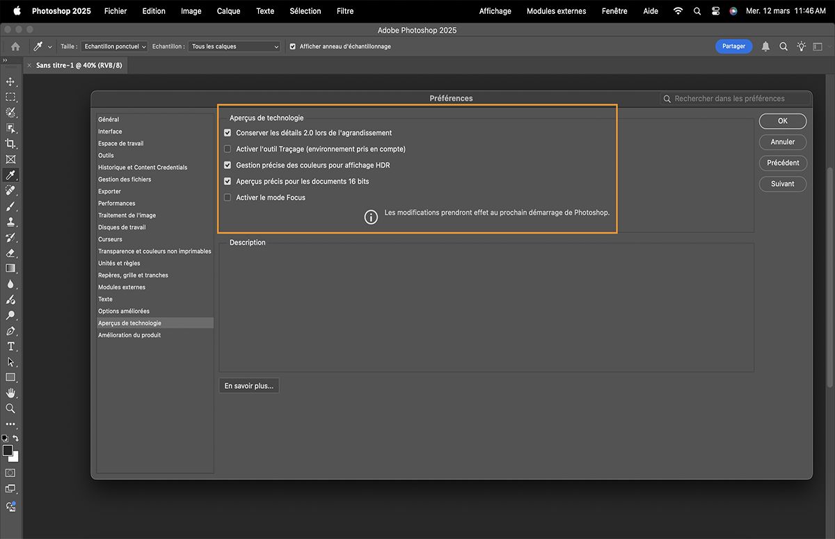 Utilisation des aperçus de technologie dans Photoshop