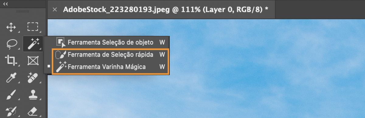 Galeria de ferramentas de seleção no Photoshop