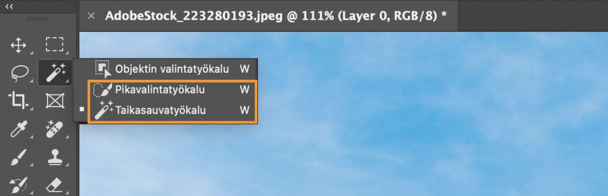 Photoshopin valintatyökaluvalikoima