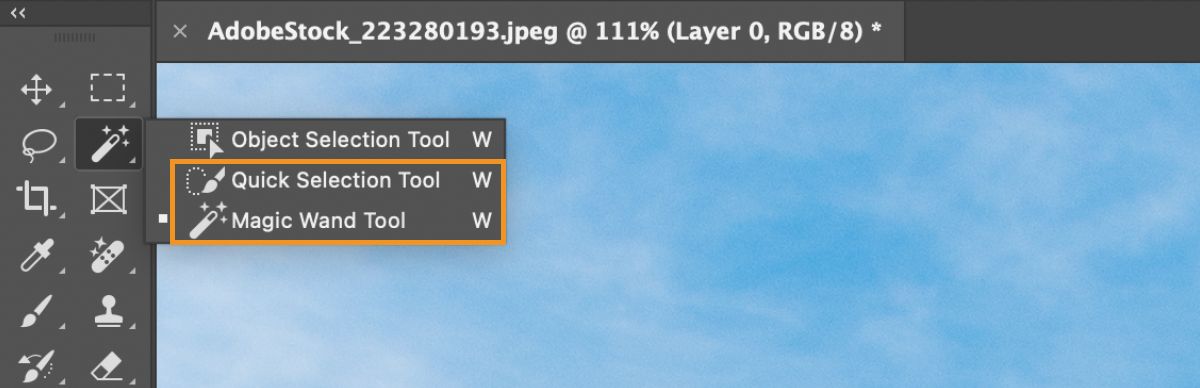 Photoshop'ta seçim araçları galerisi
