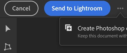 Envie para o Lightroom a partir do Photoshop no iPad.