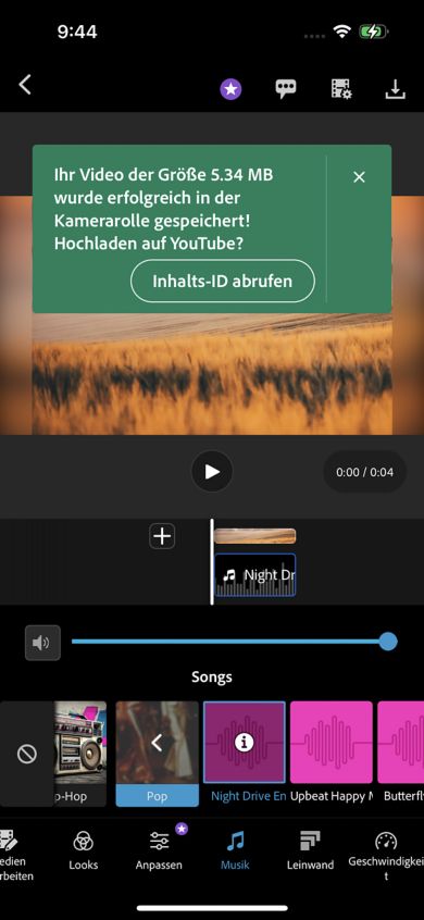 Bildschirmfoto mit dem Popup-Fenster zum Abrufen der Inhalts-ID