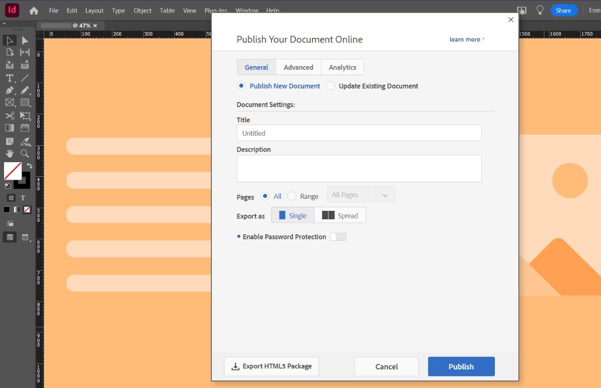 Publish Online dialog