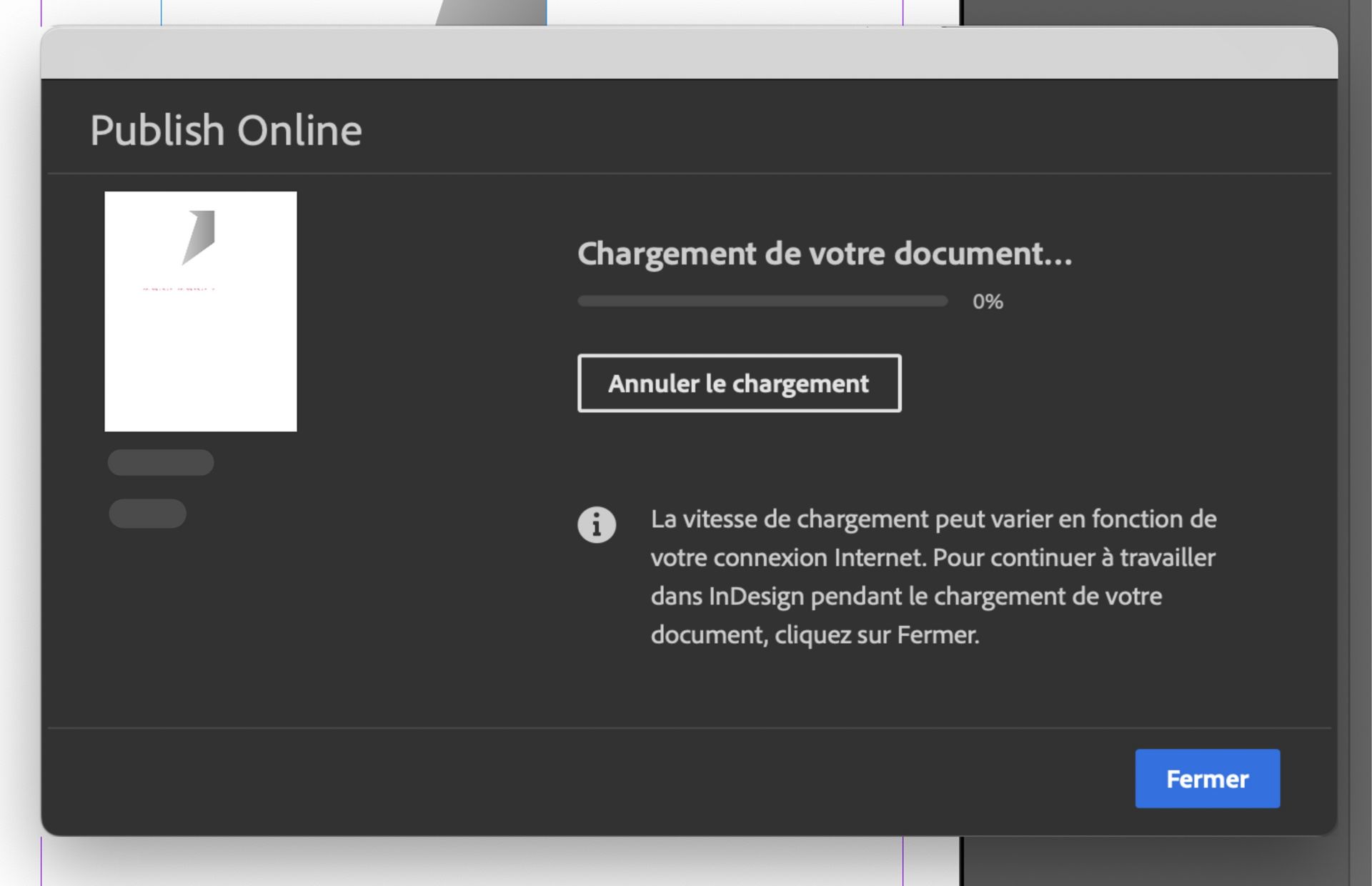 Une capture d’écran indiquant que le document a été chargé est en cours.