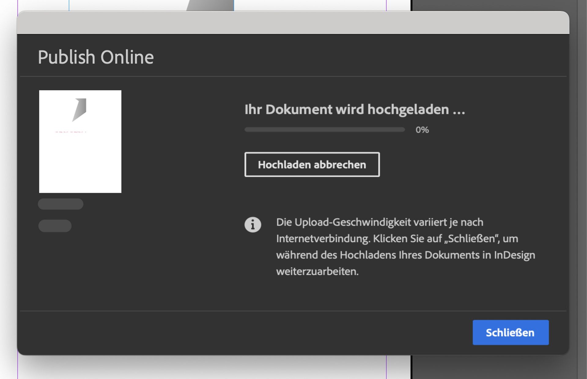 Ein Screenshot mit dem Dokument-Upload-Vorgang wird angezeigt.