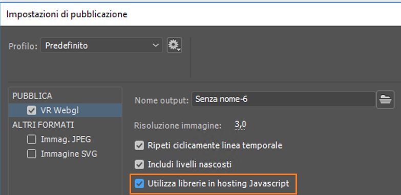 Impostazioni di pubblicazione
