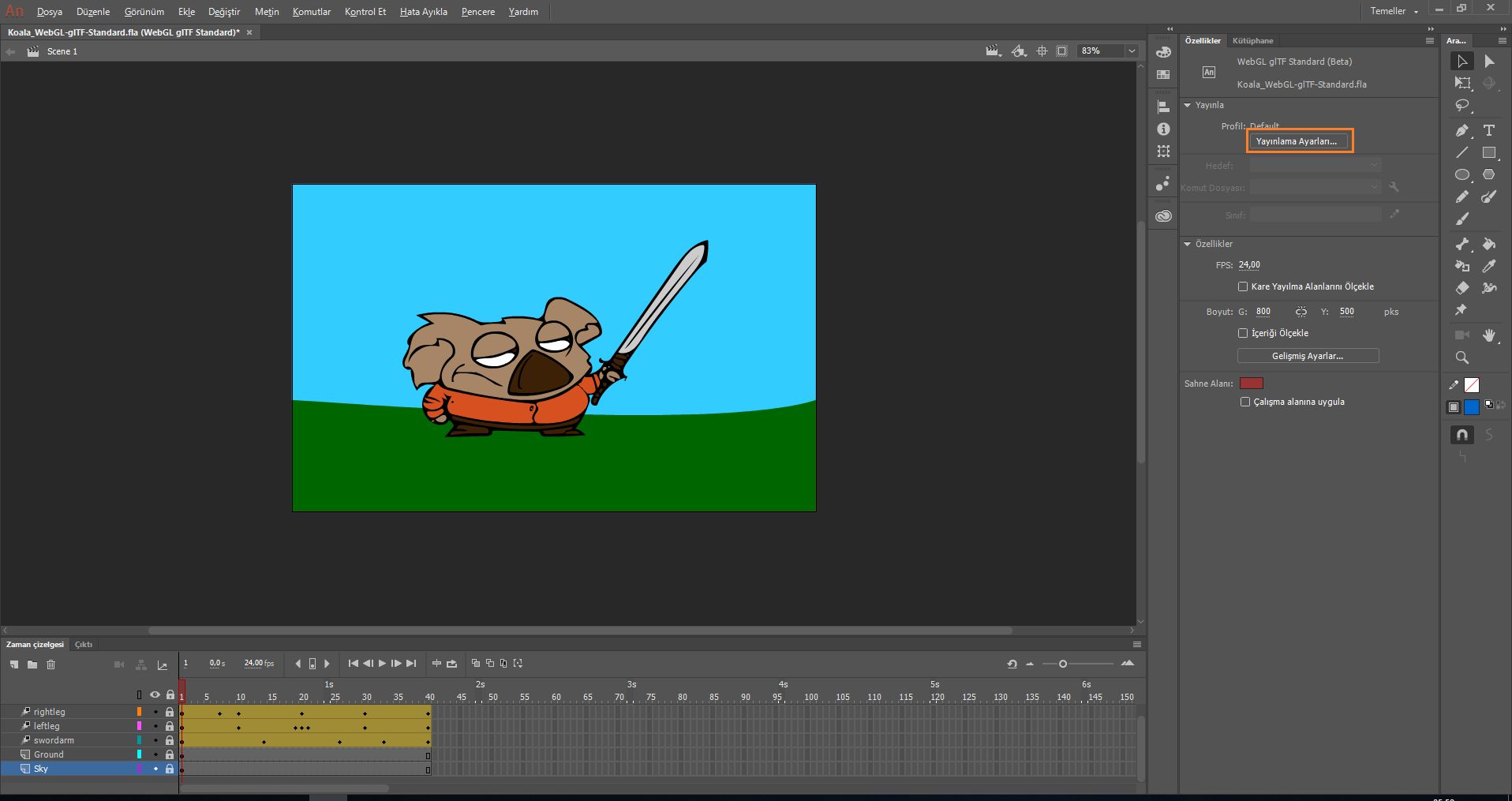 WebGL-glTF dosyası yayımlama