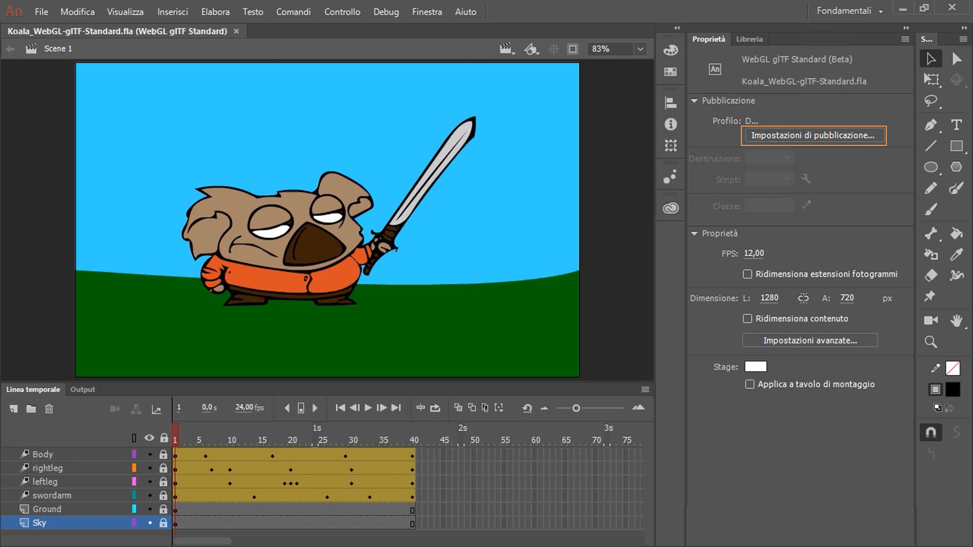 Pubblicare il file WebGL-glTF