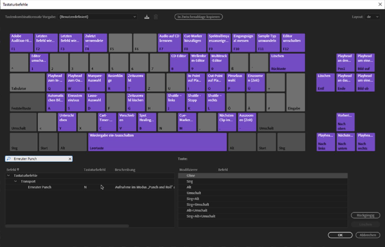 Erneuer Punch Tastaturbefehl