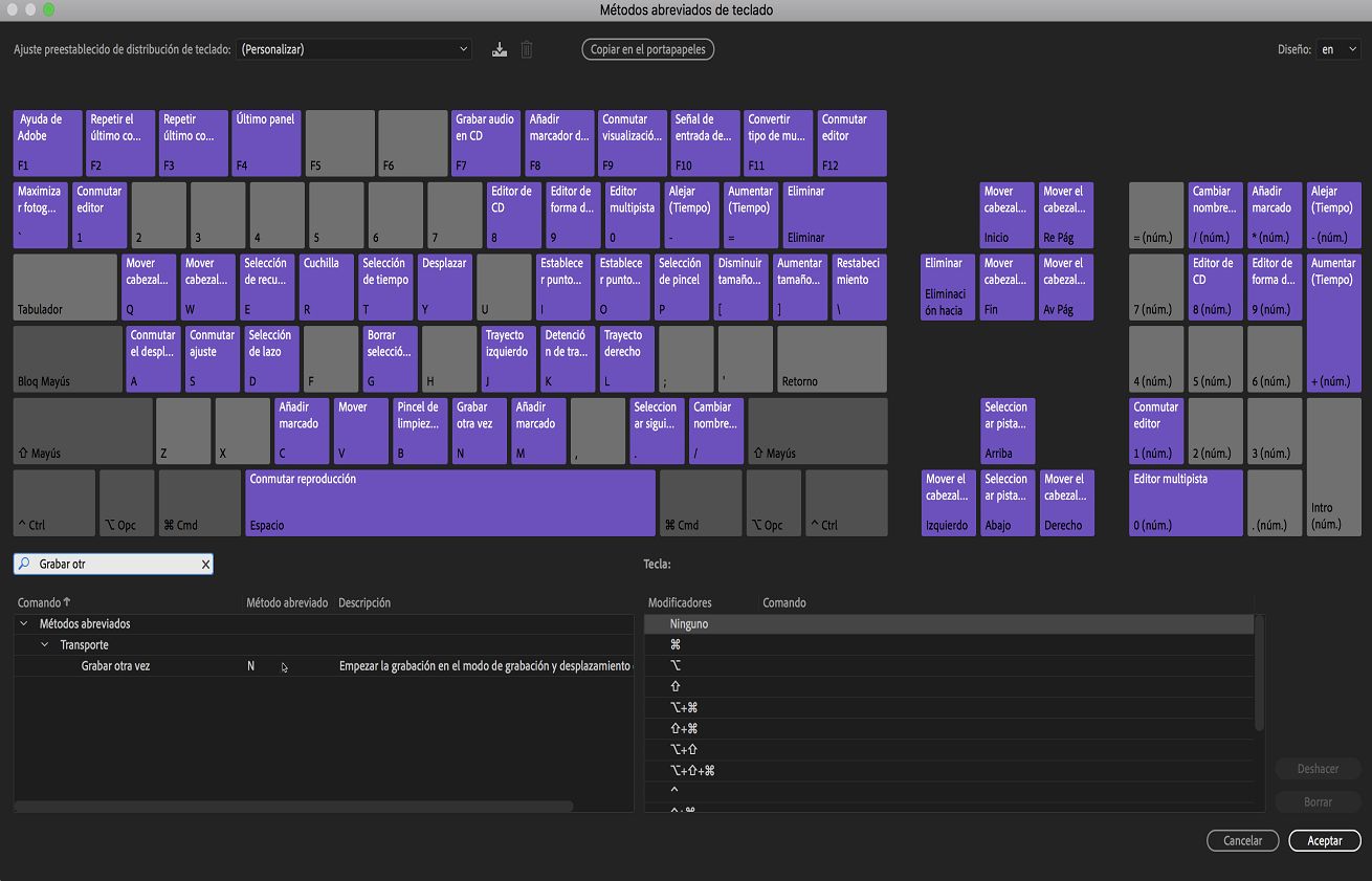 Atajo de teclado para Perforar de nuevo