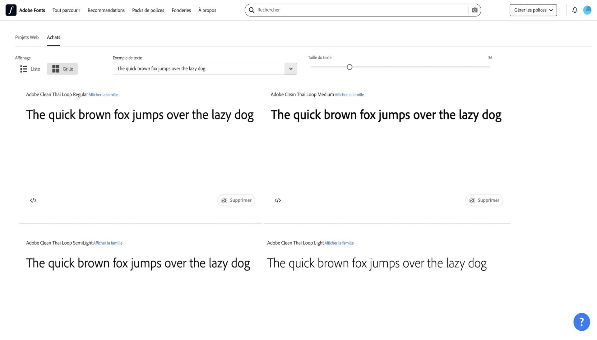 Chaque police achetée est répertoriée