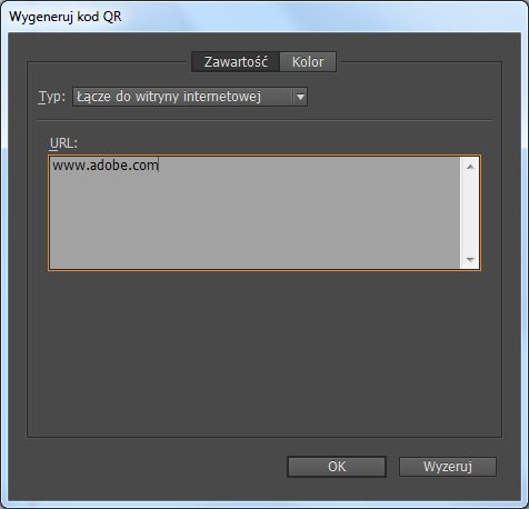Okno Wygeneruj kod QR