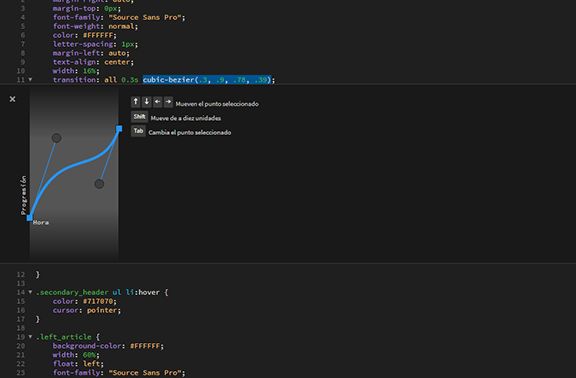 Manipulación de una curva Bezier con Edición rápida