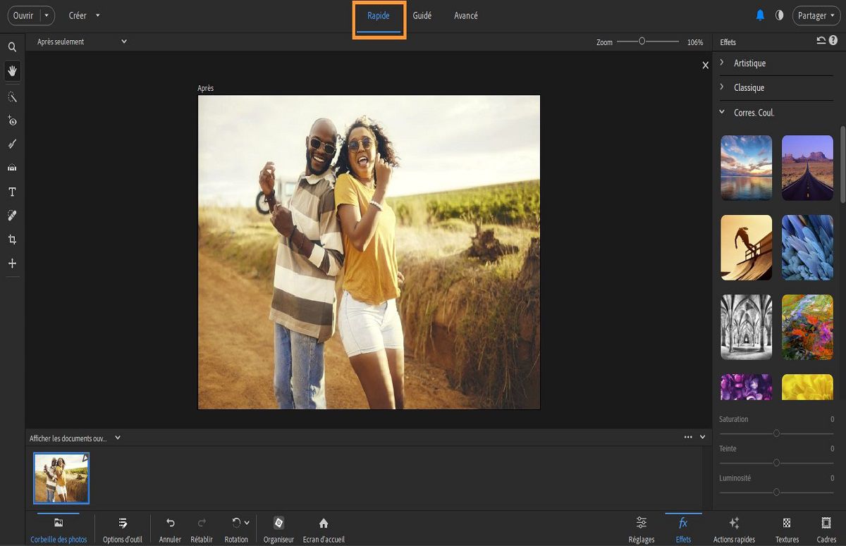 Mode Rapide dans Adobe Photoshop Elements.