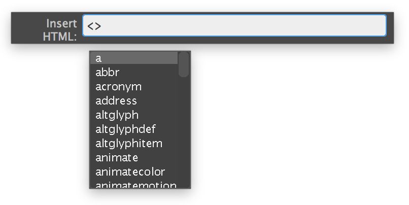 Quick Tag Editor في الوضع Insert HTML