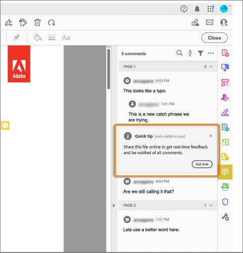 ファイルをオンラインでアップロードしてレビューを開始するプロンプト表示