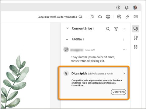 Solicitação para fazer upload do arquivo online e iniciar a revisão