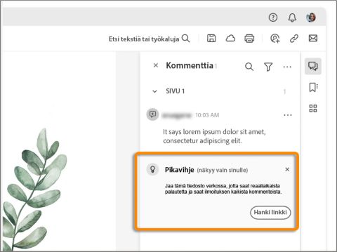 Kehotus lähettää tiedosto verkkoon tarkistuksen aloittamista varten