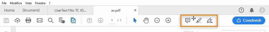 Passare il puntatore del mouse sul cluster degli strumenti rapidi per visualizzare la freccia di trascinamento