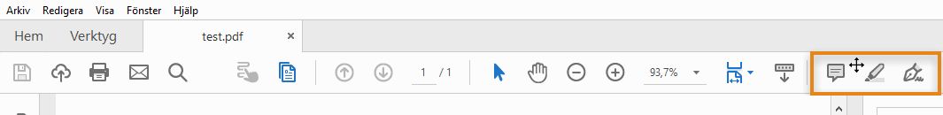 Hovra över snabbverktygsgruppen tills dra- och släpp-pilen visas