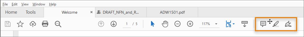 Hurtig værktøjslinje i den højre ende