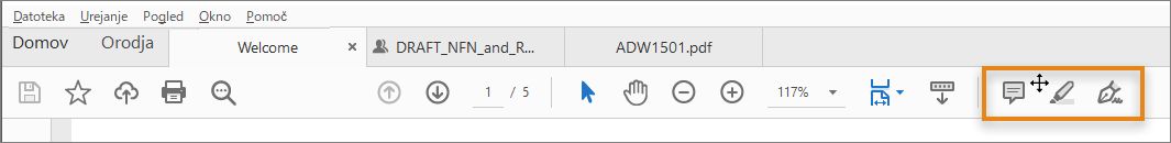 Vrstica hitrih orodij na skrajni desni