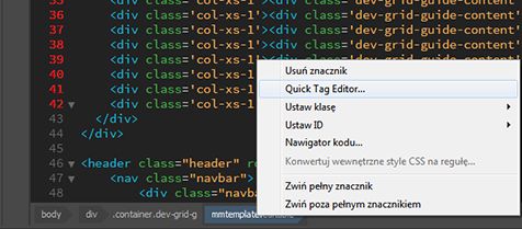 Wybierz polecenie Szybki edytor znaczników