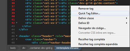 Selecionar o Quick Tag Editor