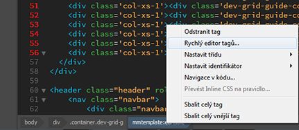 Výběr rychlého editoru tagů