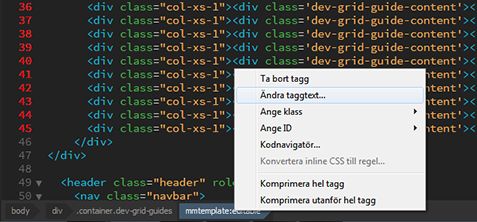 Välj snabbredigeraren