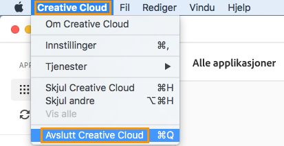 Alterantiv for å avslutte Creative Cloud-skrivebordsappen