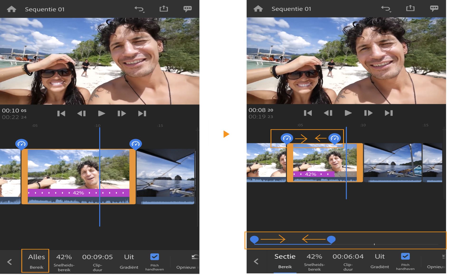 Schuifregelaar voor bereik