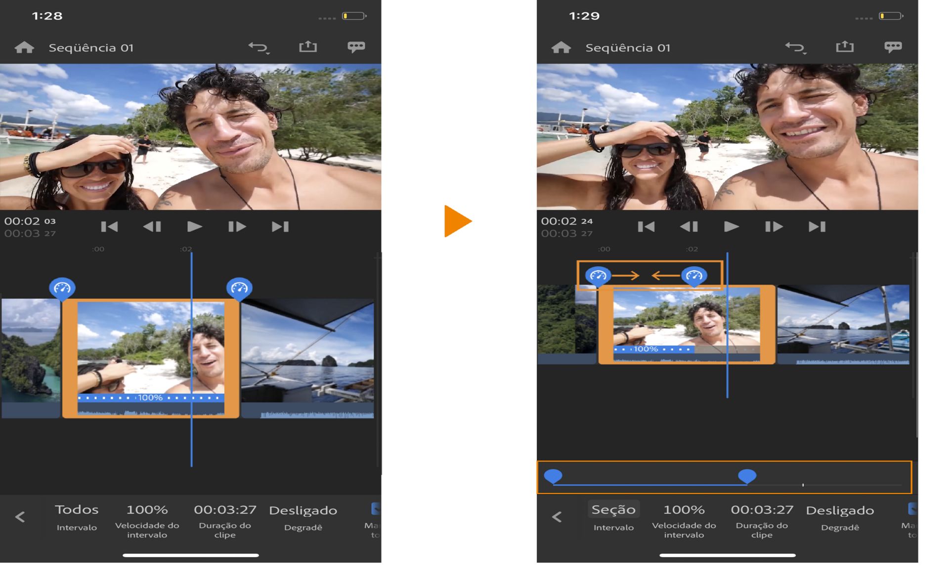 Controle deslizante de intervalo