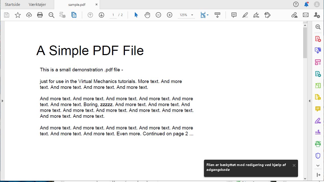 Bekræftelsesbesked om begrænsning af redigering