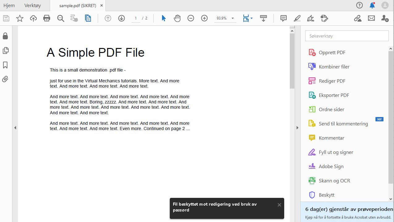 Bekreftelsesmelding for begrensning av redigering